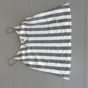 Vince Camuto Women's Grey/White Linen Blend Tank Keyhole Tie Size X-small XS